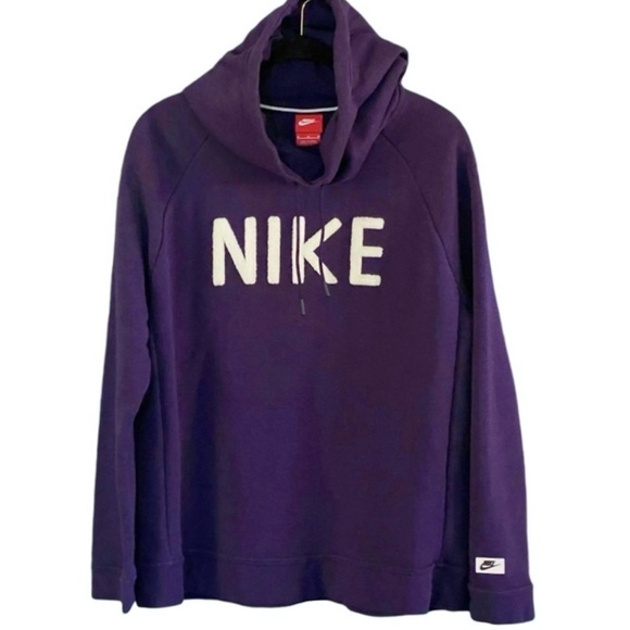 Nike Tops - Nike Funnel Neck Fleece Hoodie Purple Medium Running Gym Workout
